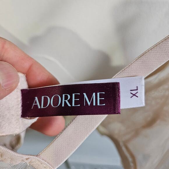 Adore Me Women's Size XL Lace Triangle Bralette Bra Beige Tan Sleepwear Unpadded - Picture 4 of 5